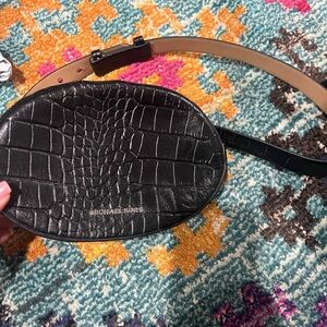 Michael Kors Black Croc-Embossed Crossbody Bag